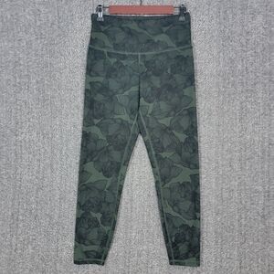 Balance Collection Leggings Womens Large Green Black Floral Watercolor BLL1126T